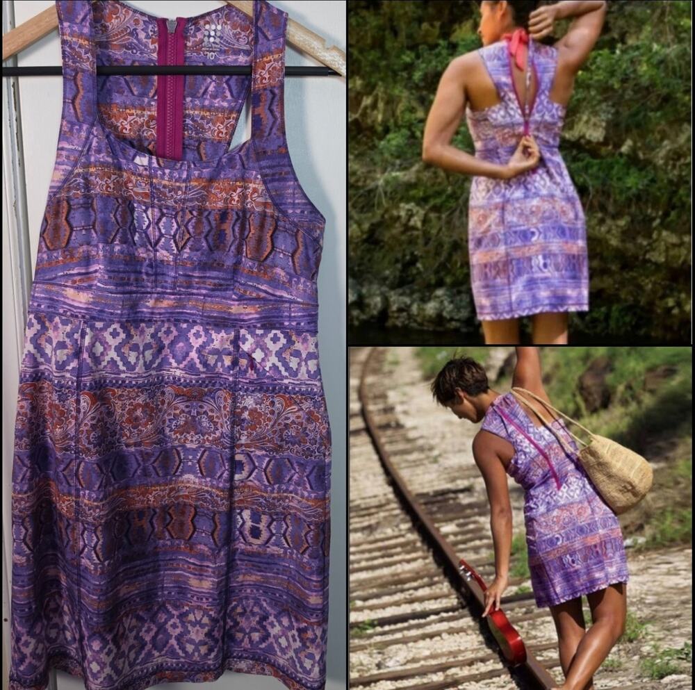 Title Nine Nimblene Trouble Athletic Sundress Racerback Zipped Dress Sz 10 Print